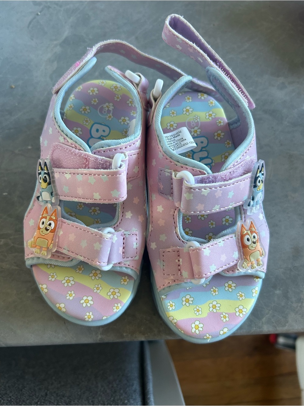 toddler girls, pink Bluey Hook-and-Loop Sandals